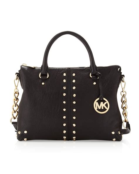 michael kors black leather studded purse|Michael Kors black shiny purse.